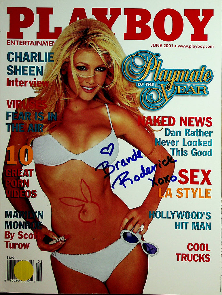 Autographed Playboy Magazine  Brande Roderick  w/COA  June 2001      041522lm-p