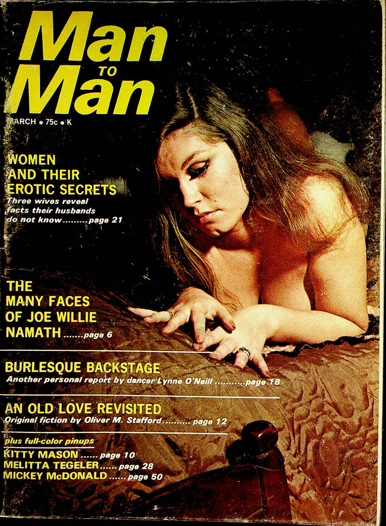 Man To Man Vintage Magazine  Centerfold Girl Melitta Tegeler / The Many Faces Of Joe Namath  March 1970        012023lm-p2