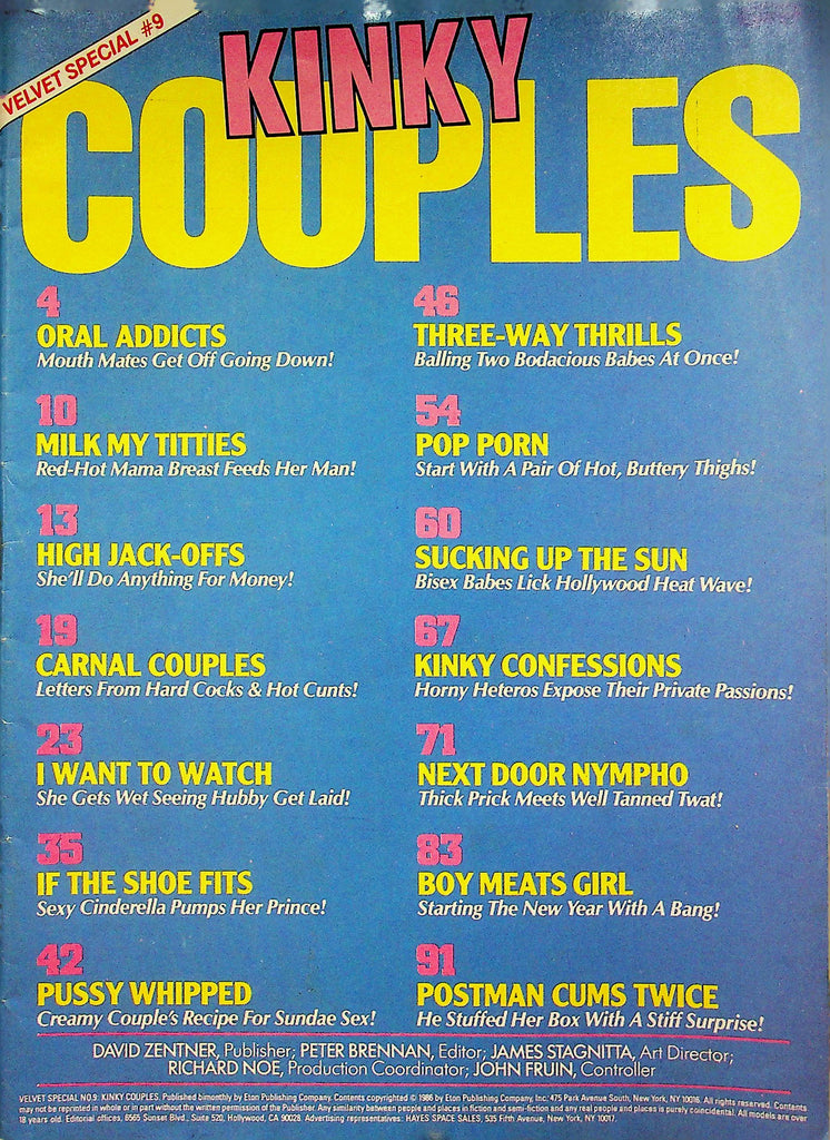 Kinky Couples Magazine Three Way Thrills & Pussy Whipped Special #9 1986 good reading copy 091322RP