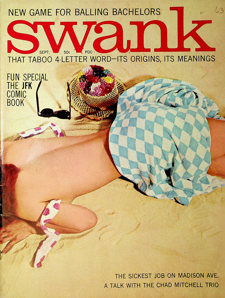 Swank Vintage Magazine  Centerfold Girl Misty / JFK Comic Book  September 1963    101221lm-dm
