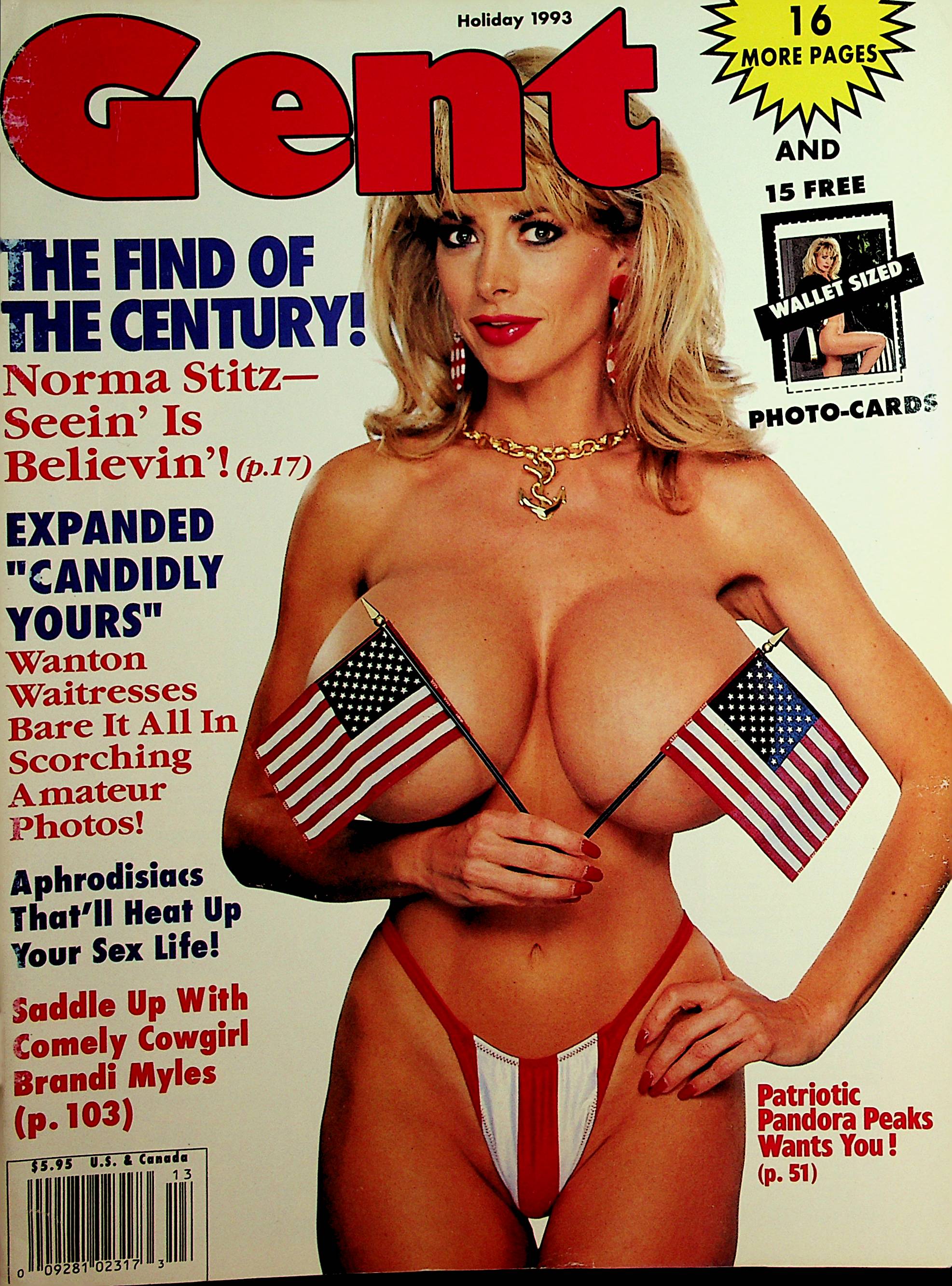 Gent Busty Magazine Pandora Peaks / Norma Stitz Holiday 1993 101421lm- photo image
