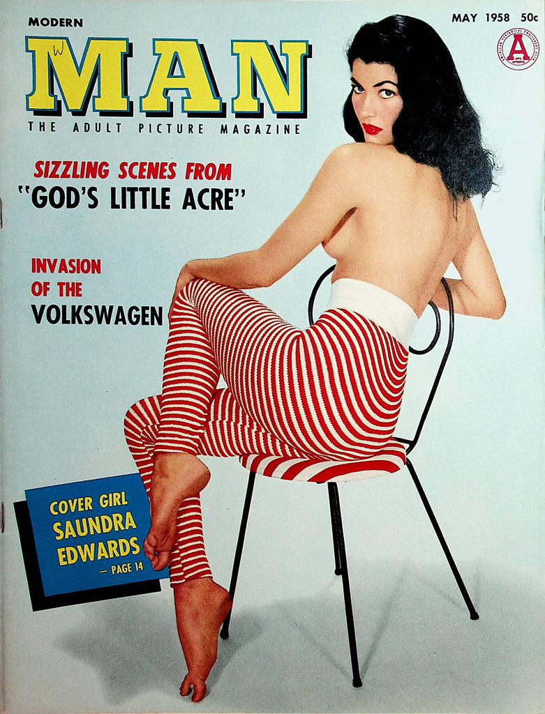 Modern Man Vintage Magazine  Covergirl Saundra Edwards  May 1958    032422lm-p2