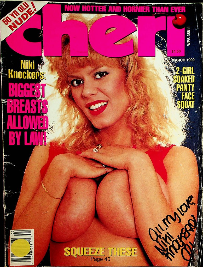 Autographed Cheri Magazine  Niki Knockers/ Victoria Paris   w/COA  March 1990  100821lm-dm