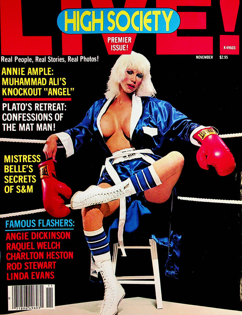 High Society Live! Magazine  Annie Ample: Muhammad Ali's Knockout "Angel"  November 1981  Premier Issue!     071322lm-p