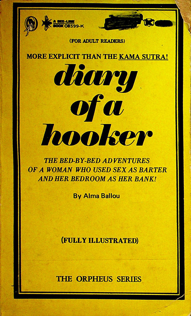 Diary Of A Hooker Illustrated Novel by Alma Ballou  1969 Beeline Book  031323lm-p