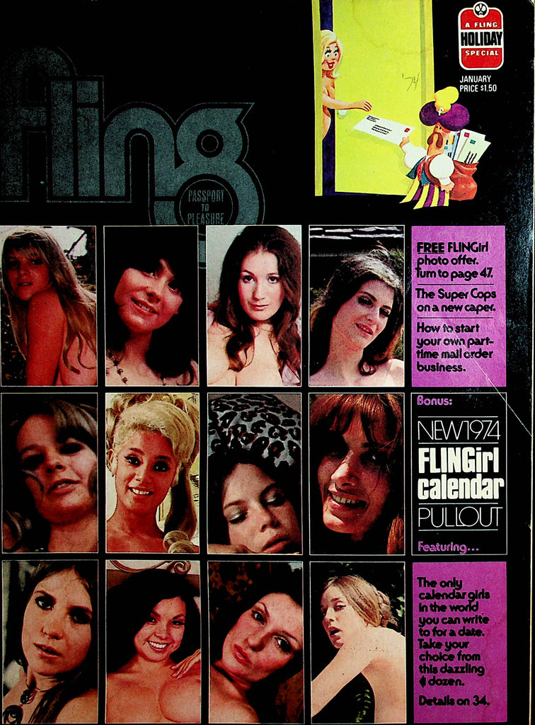 Fling Busty Magazine  Toby Wenig / Laura Lynwood w/Calendar  January 1973  112621lm-dm