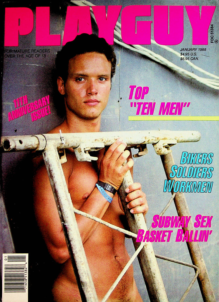 Playguy Gay Magazine  Bikers, Soldiers, Workmen   January 1988  11th Anniversary Issue   080522lm-p