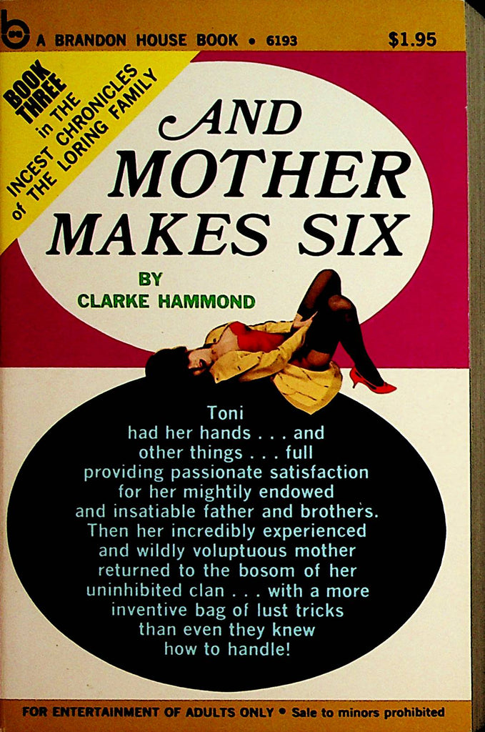 And Mother Makes Six Adult Novel by Clarke Hammond  1971 Brandon House  092221lm-dm
