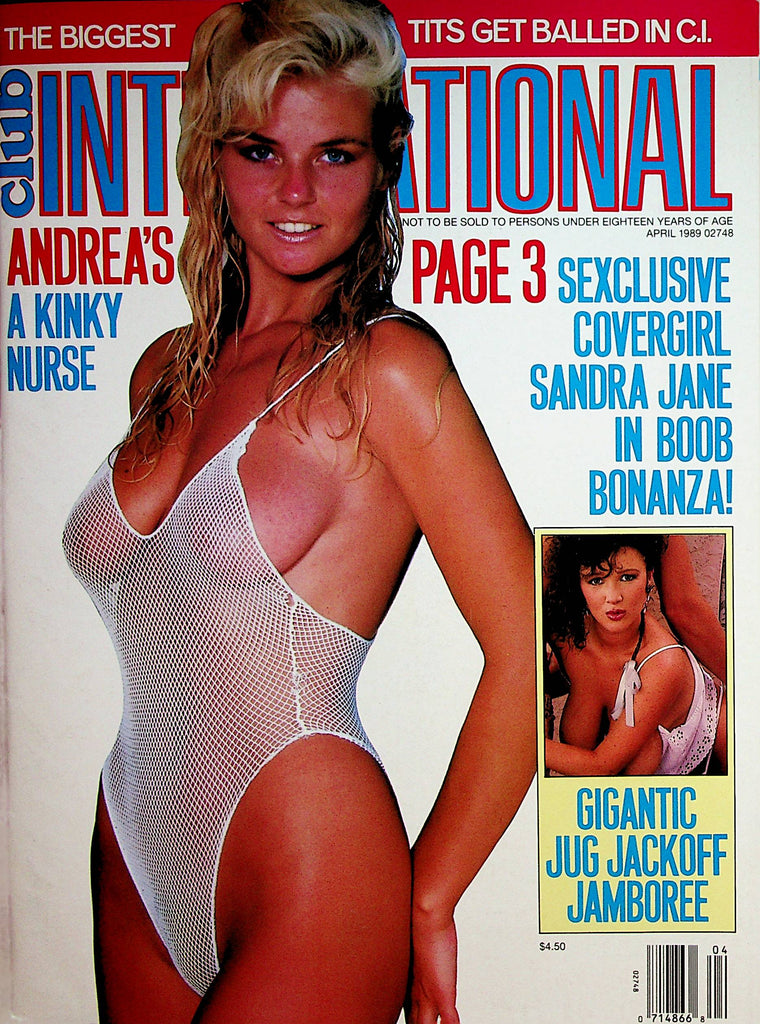 Club International Busty Magazine  Covergirl Sandra Jane / Stacey Owens  April 1989    081822lm-p