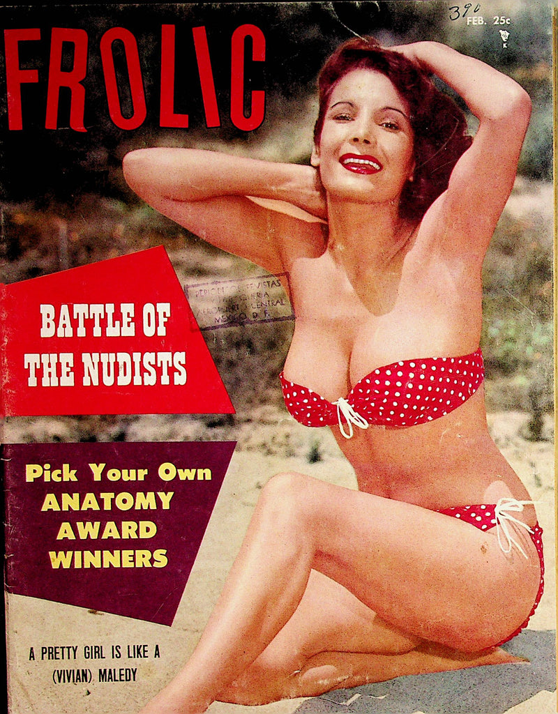 Frolic Vintage Magazine  Vivian Maledy / Battle Of The Nudists  February 1956   072022lm-p