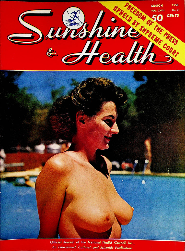 Sunshine & Health Nudist Vintage Magazine  Official Journal Of The National Nudist Council  March 1958     012023lm-p2