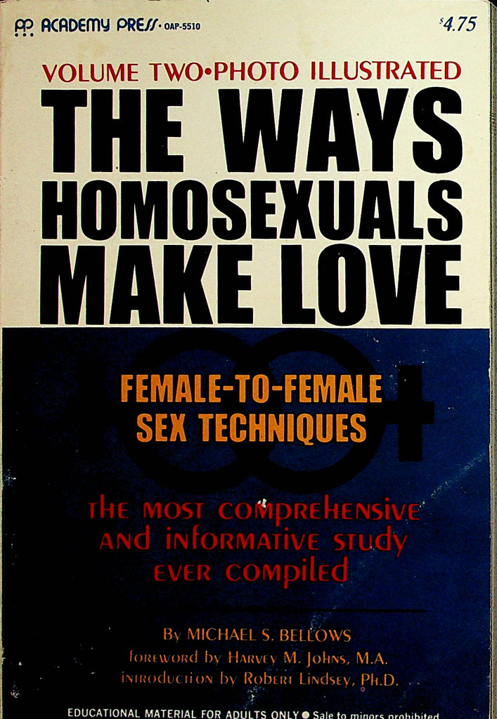 The Ways Homosexuals Make Love Photo Illustrated Book By Michael S. Bellows  vol.2  1970 Academy Press  031323lm-p