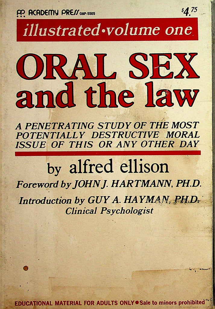 Oral Sex and the law Illustrated Book By Alfred Ellison  vol.1 1970  Academy Press   031323lm-p