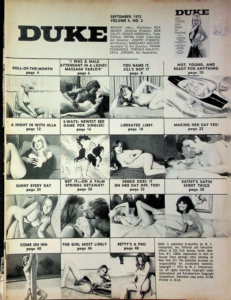 Duke Magazine A Night With Ulla & Liberated Libby September 1972 good reading copy 020623RP