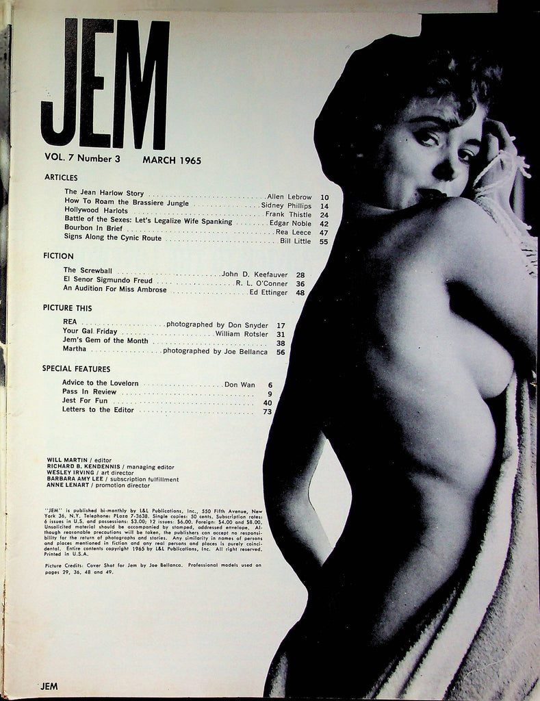 Jem Magazine Hollywood Harlots & Rea March 1965 good reading copy 020623RP