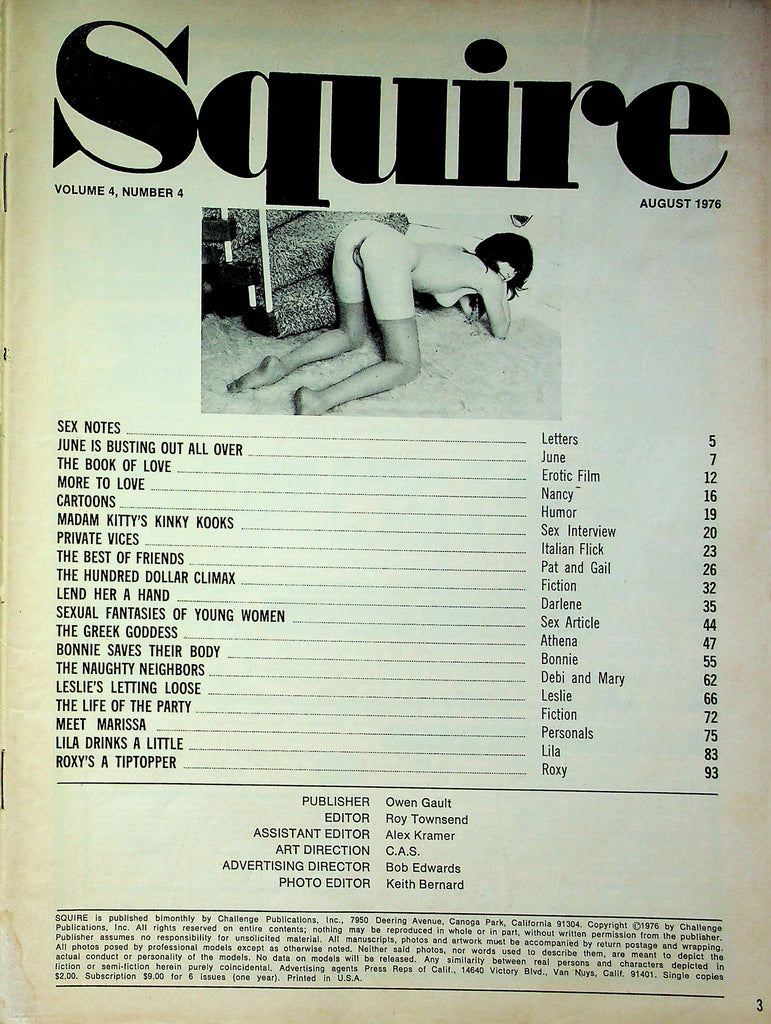 Squire Magazine June Is Busting Out All Over August 1976 good reading copy 020623RP