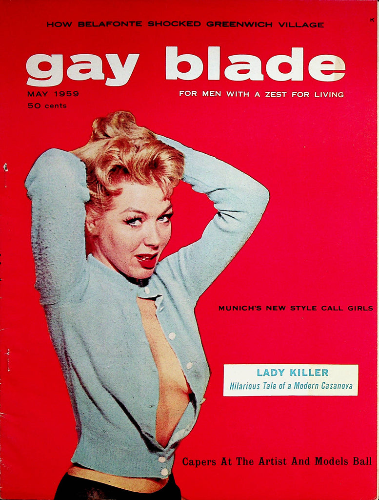 Gay Blade Vintage Magazine  Covergirl Jane Easton  May 1959     062822lm-p2