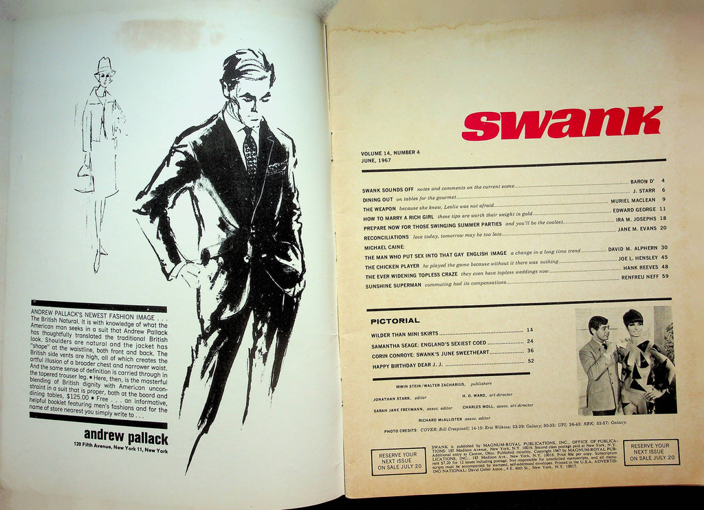 Swank Magazine Michael Caine Samantha Seage June 1967 060822RP – Mr ...