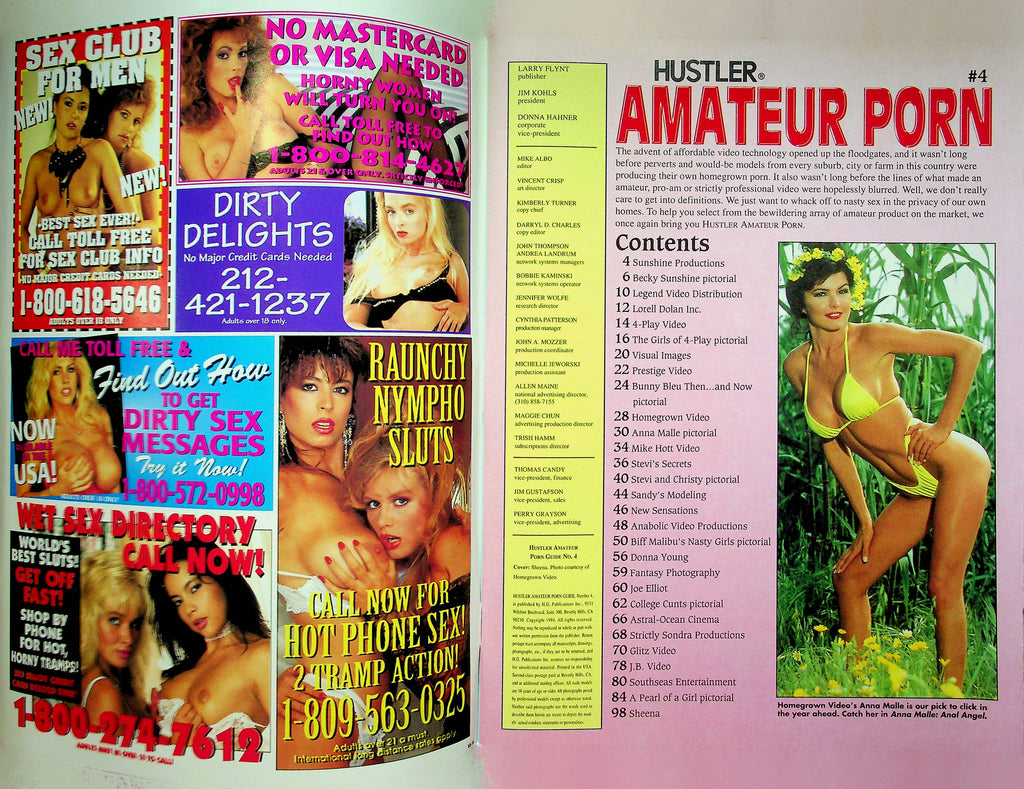 Hustler Amateur Porn Magazine Anna Malle & Donna Young #4 1994 070722R â€“  Mr-Magazine