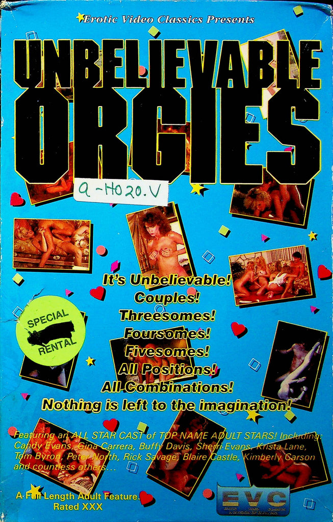Adult VHS Movie Unbelievable Orgies Ft. Candy Evans & Gina Carrera 1988 By Erotic Video Classics 031023RPVHS2